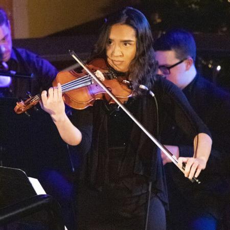 Student playing the violin